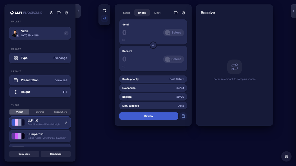 Playground widget preview