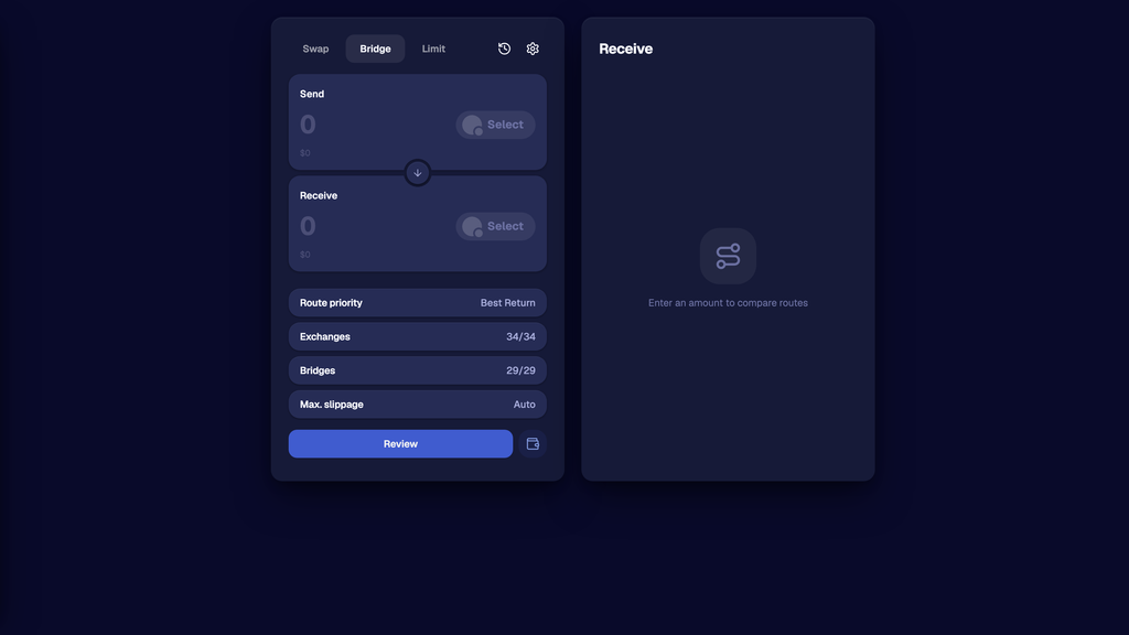 Standalone LI.FI widget preview