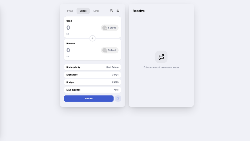 Standalone LI.FI widget preview